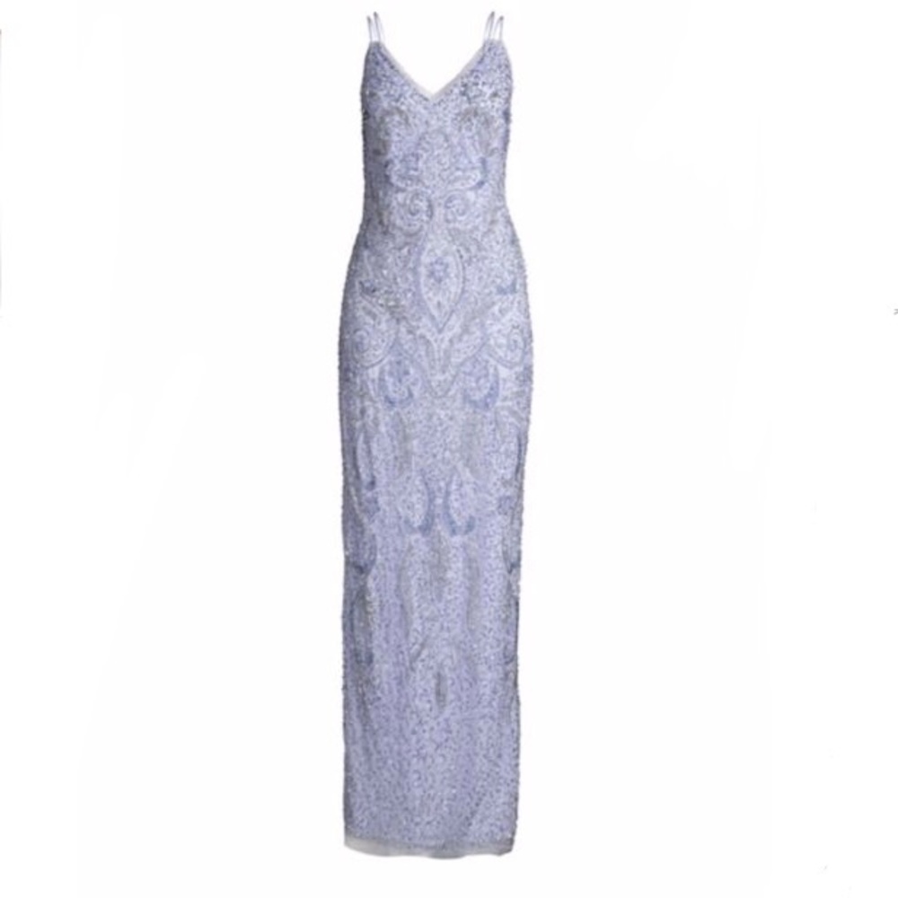 Gorgeous Ice Perry AIDAN MATTOX Sequined Gown S 8